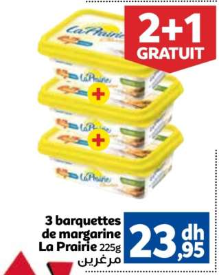 3 barquettes de margarine La Prairie 225g