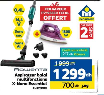 Rowenta Aspirateur balai multifonctions X-Nano Essential RH1127WO