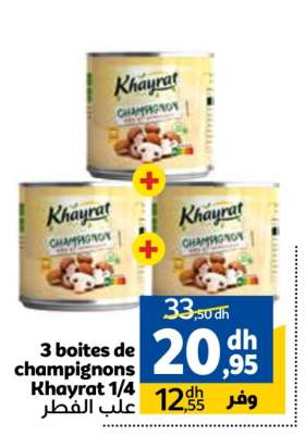 3 boites de champignons Khayrat 1/4