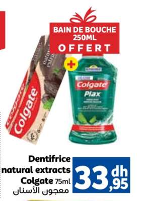 Colgate Dentifrice Natural Extracts 75ml + Bain de Bouche 250ml
