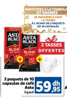 2 paquets de 10 capsules de café Asta