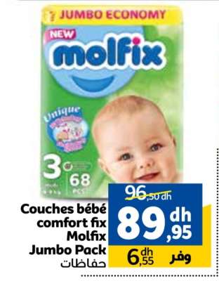 Couches bébé comfort fix Molfix jumbo pack