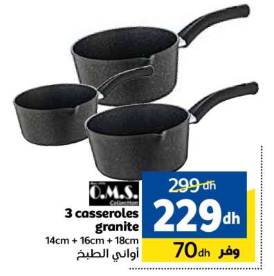 3 casseroles granite