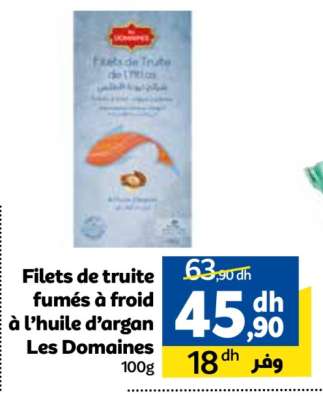 Filets de truite fumés à froid à l'huile d'argan Les Domaines