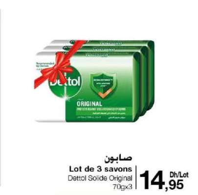 Lot de 3 savons Dettol Solide Original 70gx3