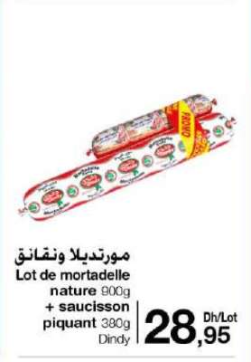 Lot de mortadelle nature 900g + saucisson piquant 380g