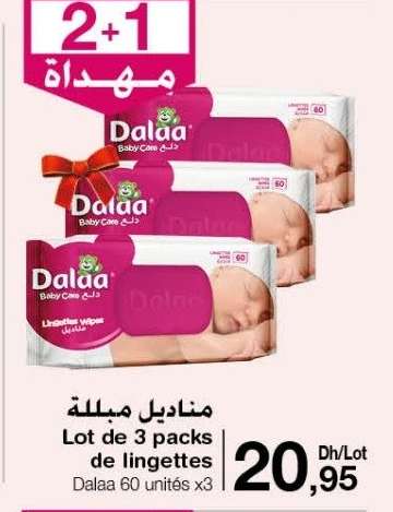 Dalaa Lot de 3 packs de lingettes
