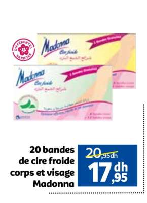 20 bandes de cire froide corps et visage Madonna