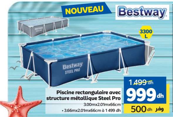 Piscine rectangulaire avec structure métallique Steel Pro
